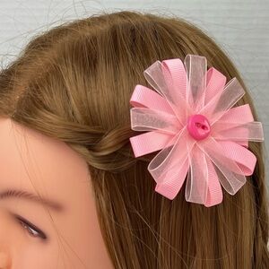Handmade Sheer & Satin Ribbon Flower Bow Alligator Hair Clip
